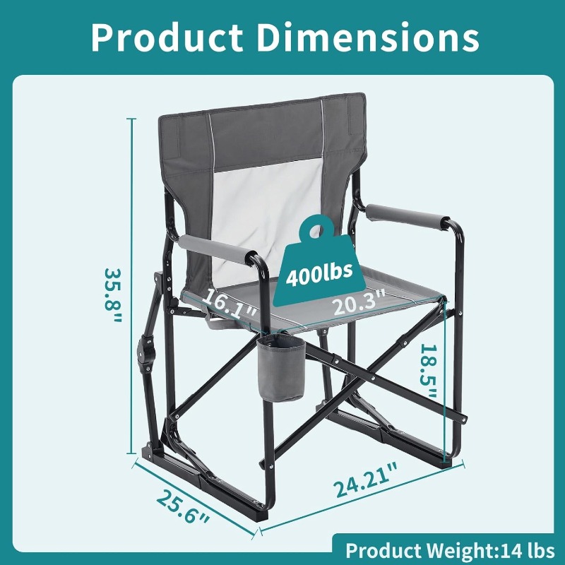 Outdoor Camping Rocking Chair - Silla plegable para acampar, ideal para