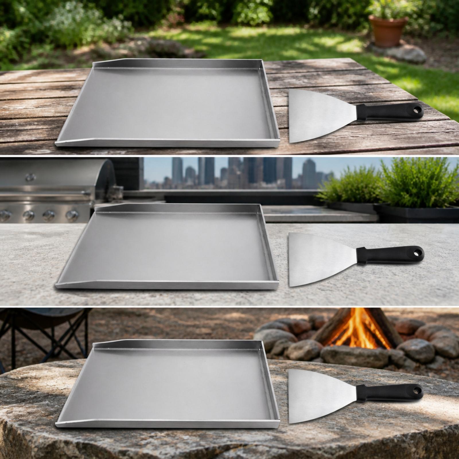 Sartén rectangular con bordes  - Outdoor Camping Griddle reseña y precio