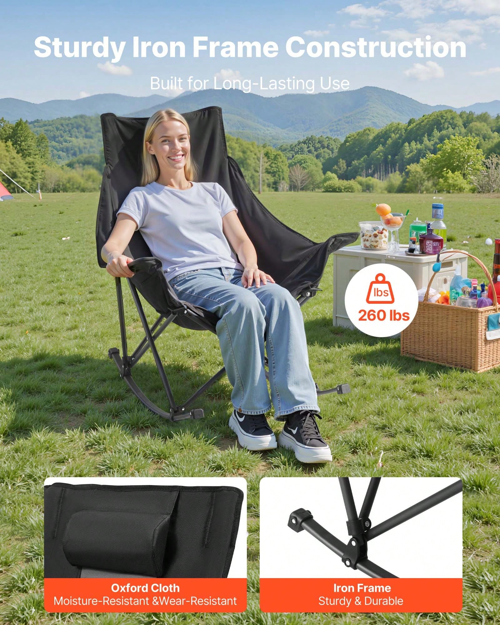 Silla de camping reclinable, p - Outdoor Camping Rocking Chair reseña y precio