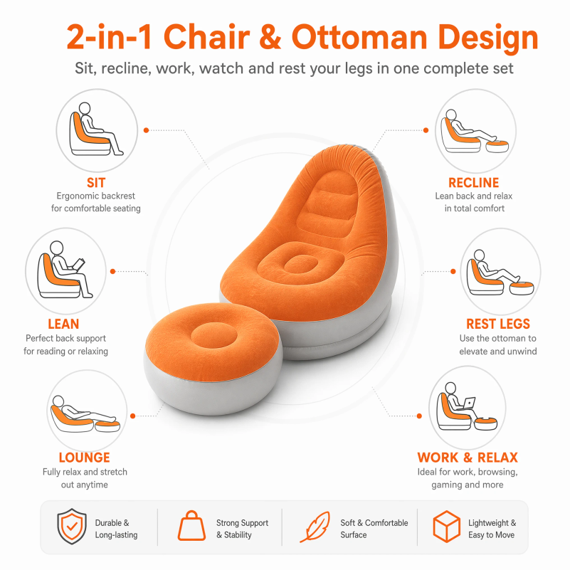 Sofá Inflable Tipo Flocado con - Outdoor Camping Folding Chairs reseña y precio