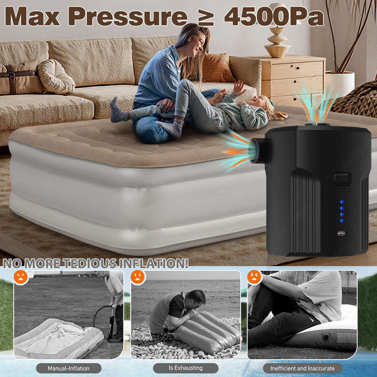 Bomba de aire eléctrica portát - Outdoor Camping Mattress reseña y precio
